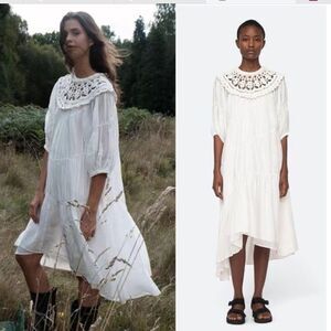 Sea New York Cleo Crochet Maxi Midi Dress White Size M